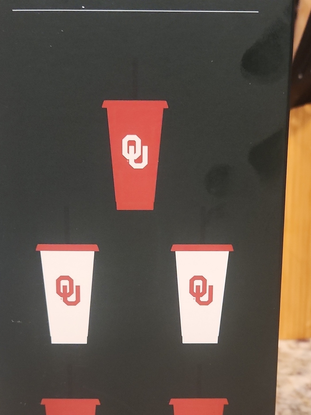 Starbucks Resuable Cold Cups OU Red and White 5 Cup Set - College Logo